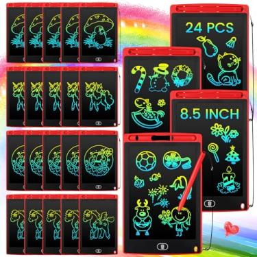 Imagem de Zhehao 24 peças LCD para tablet de escrita, quadro de rabisco, 21 cm, colorido, reutilizável, desenho, escrita, aprendizagem, blocos educativos, brinquedos para meninas e meninos 8-10 3-10 (vermelho