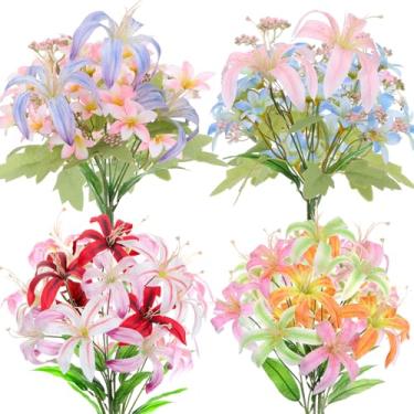 Imagem de Canlierr 10 pacotes de flores artificiais para uso ao ar livre, resistentes a UV e à prova de desbotamento de lírios de seda falsa realistas para varanda, jardim, pátio, quintal, casa, caixa de janela