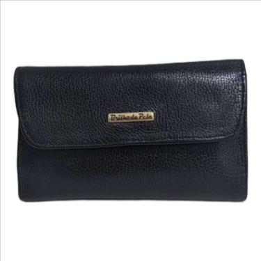 Imagem de Carteira Brilho da Pele de Couro Feminino - Preto