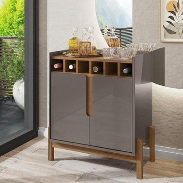 Imagem de Aparador Bar Lizz Adega para 6 Garrafas Pé de Madeira Maciça - CASA D,