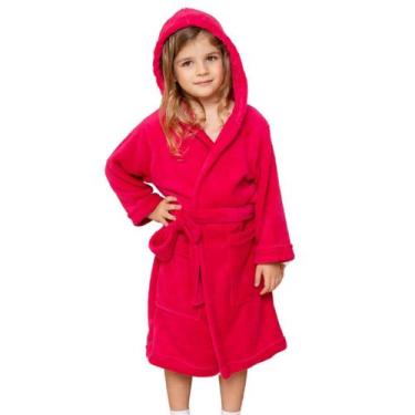 Imagem de Roupão Fleece Infantil Juvenil Peluciado Inverno Liso Touca - Fofotinh