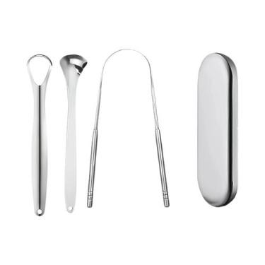 Imagem de Raspador De Língua Em Aço Inoxidável Vermelho Em Formato De U Com Esto