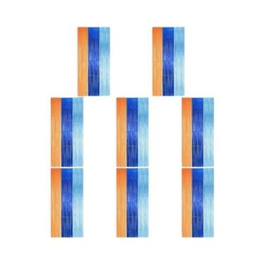 Imagem de Cortinas De Franjas De Folha Metalizada Com Tema Sereia Laranja E Azul