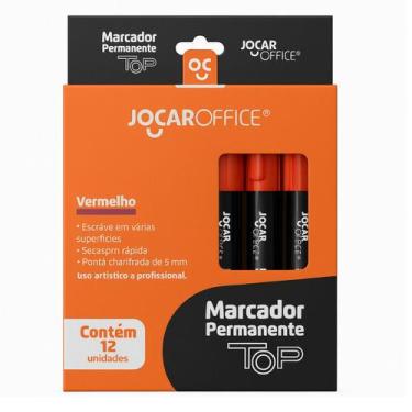 Imagem de Kit 12 Marcador Permanente Chanfrada Vermelho Jocar Office