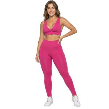 Imagem de Conjunto Top Bojo Costa Cruzada e Calça Suplex Vekyo Roupa Para Academia Moda Fitness Musculação-Feminino