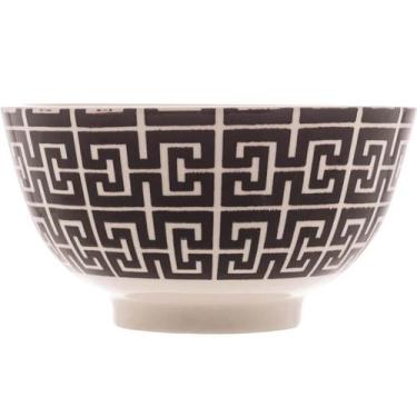 Imagem de Bowl de Porcelana Lyor 410ml Egypt Preto Decorado Cumbuca Caldos Sobre