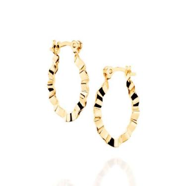 Imagem de Brinco Argola Oval Ondulada. - Rommanel Cor:Dourado, Dourado