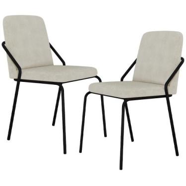 Imagem de Kit 02 Cadeiras Estofada Para Sala de Jantar Loft Preto C01 Bouclê Van