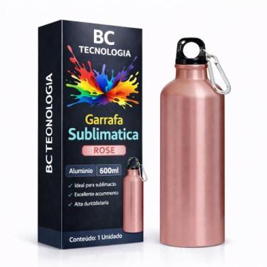 Imagem de Garrafa de Alumínio Rose com Tampa Mosquetão para Sublimação 600ml - B
