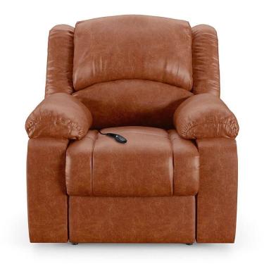 Imagem de Poltrona Do Papai Reclinável Sala De Cinema Barcelona Controle Elétrico Usb Pu Caramelo Brilho