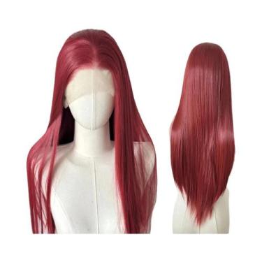 Imagem de Peruca Sintética Longa Lisa Loiro Platina 26 Polegadas 13x4 Lace Front