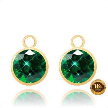 Imagem de Pingente para Brinco em Ouro 18k Pedra 6mm Verde Esmeralda - S.Demór J