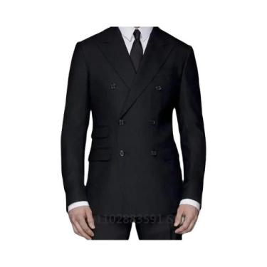 Imagem de Terno Masculino Preto De Lapela Pontiaguda Com Abotoamento Duplo Para 