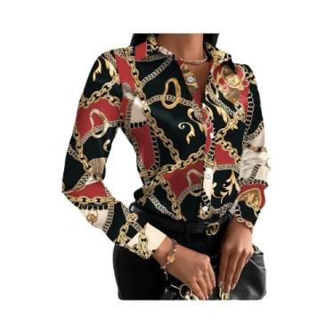 Imagem de Blusa Feminina De Manga Longa Com Estampa Floral, Geométrica E De Letr