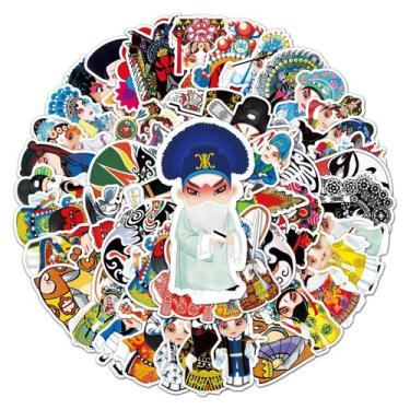 Imagem de Adesivos, personagens de óperas de Pequim, estilo chinês, 50 unidades 