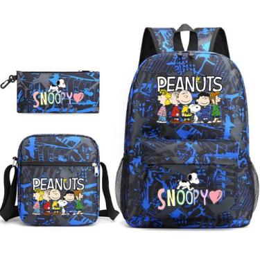 Imagem de Conjunto de mochilas Snoopy Cartoon Kids School Nylon 3 unidades - Yiw