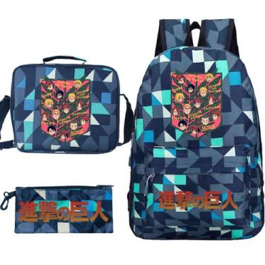 Imagem de Conjunto de mochilas escolares Attacks Titans, 3 unidades com bolsa de