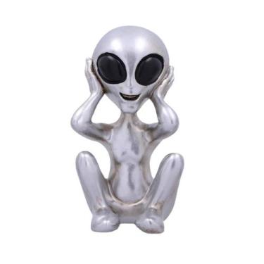 Imagem de Estatueta, escultura, estátua, Wise Alien Don't Hear, resina de 7,5 cm