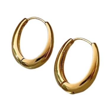 Imagem de Brincos De Argola Banhados a Ouro Para Mulheres, Joias De Moda Clássic