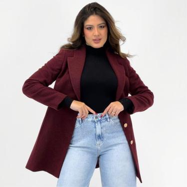 Imagem de Casaco Malise 7/8 em Lã Batida Feminino-Feminino