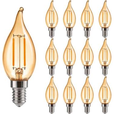 Imagem de 12 Lâmpada Vela Chama Retrô 2W 220V Filamento Led E14 Âmbar - Avant