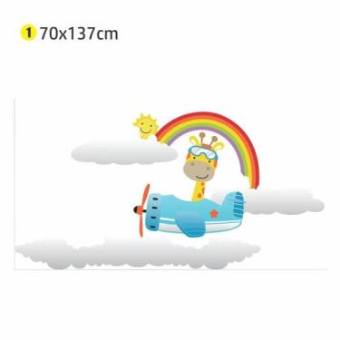Imagem de Adesivo Parede Girafa Avião 70x137 quarto infantil - escolhidoporamor