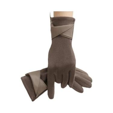 Imagem de Luvas Femininas De Inverno Em Camurça Com Toque De Veludo Para Tela Se