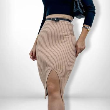 Imagem de Saia Envangelica Midi Tricot Modal Fenda Moda Elegante Top - SWISS BOU