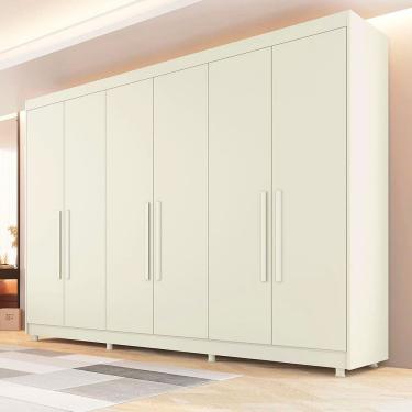 Imagem de Guarda Roupa Casal Palermo 6 Portas Bater 6 Gavetas MDF Off White Móveis Europa