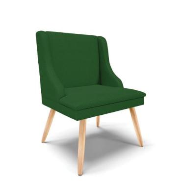 Imagem de Cadeira de Jantar Liz Veludo Verde A136 Pés Palito Natural - D'Rossi -