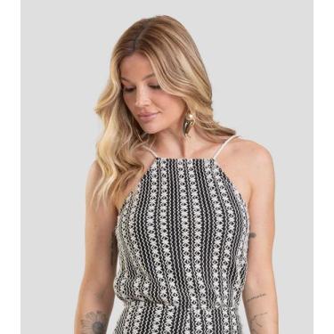 Imagem de Blusa Cropped Feminina Efeito Crochê Dianna Preto, GG, Preto