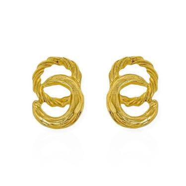 Imagem de Brinco Feminino Folheado a Ouro 18k Design Aros Trançados Dourado