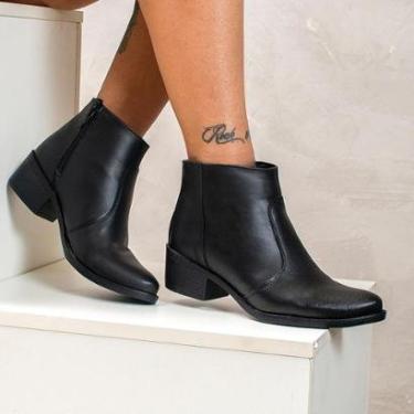 Imagem de Bota Feminina Cano Curto Salto Baixo Casual Antiderrapante Zíper Confortável Macia Leve...