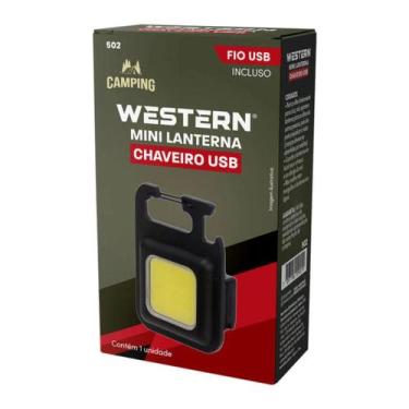 Imagem de Mini Lanterna Chaveiro LED USB Recarregável 3 Modos Potente - Western