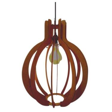 Imagem de Luminária Teto Tipo Pendente Jupiter Mdf - Completa Cor: Marrom - LENO