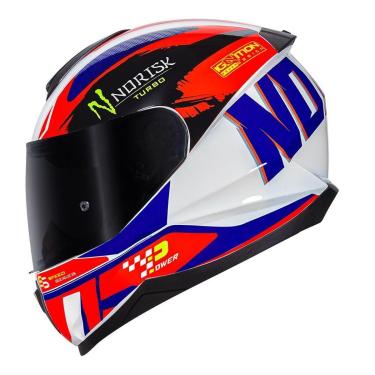 Imagem de Capacete Norisk Razor Turbo Branco Azul e Laranja-Masculino