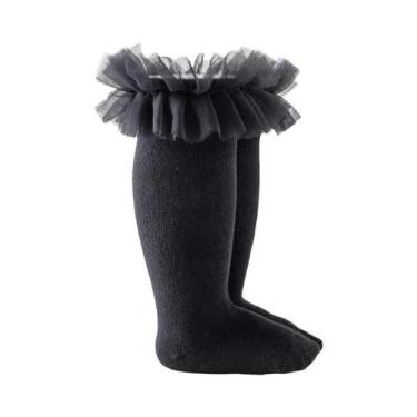 Imagem de Meias Até O Joelho Para Bebês Meninas, Algodão Macio, Renda De Malha C