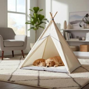Imagem de cabana caminha pet com tapete acolchoado 105x70x70cm - Ateliê Luara