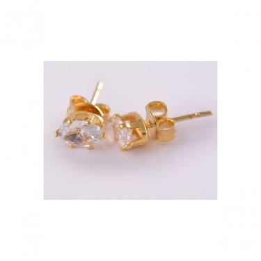 Imagem de Brinco Zircônia Oval Banhado Em Ouro 18k [f027]