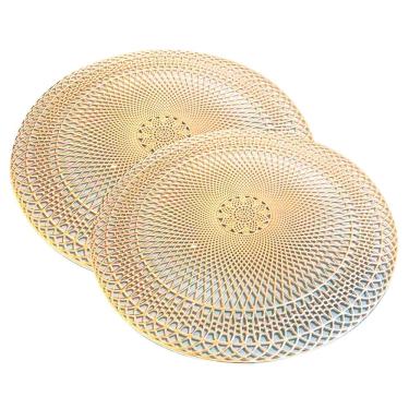 Imagem de Jogo Americano Lotus para Mesa Posta Redonda em PVC Resistente Tamanho Grande Dourado S...