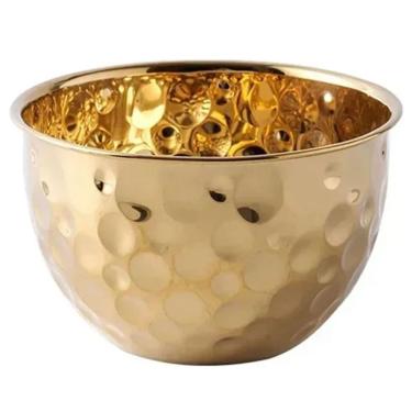 Imagem de Tigela Bowl BSL3881-3 para Saladas e Frutas em Inox Multiuso Versátil para Mesa e Cozinha Dourado Compre Desejos