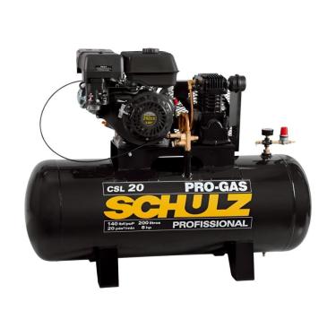 Imagem de Compressor de Ar CSL 20 Bravo Pro-Gás 200L 140 LBF-POL2 9,7 BAR Motor à Gasolina 8CV 4 Tempos Preto Schulz
