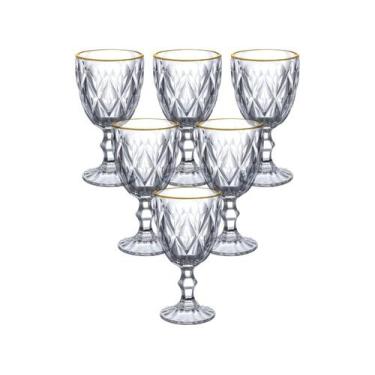 Imagem de Taça Para Água E Vinho De Vidro Diamond 320 Ml 6 Peças  Hauskraft TCVN