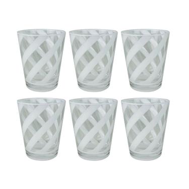 Imagem de Conjunto 6 Copos em Acrílico com Detalhes Espirais Branco 400ml RJW0026 BTC