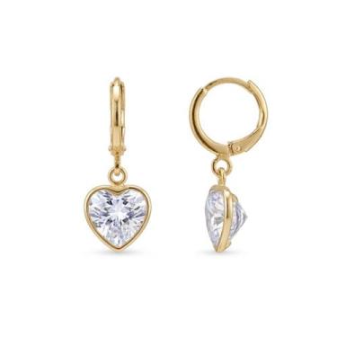 Imagem de Brinco Argola com Coração Zircônia Cristal Banhado a Ouro - Lazzuli Jo
