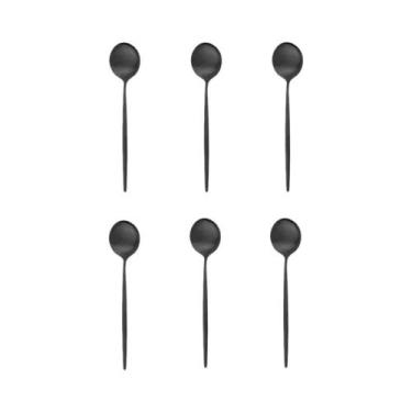 Imagem de Conjunto De 6 Colheres Mini De Aço Inoxidável Fosco Preto E Dourado Ro