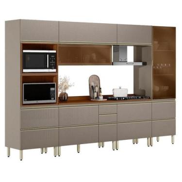 Imagem de Cozinha Modulada Proença 6 peças Torre Quente e Cristaleira Nogueira N