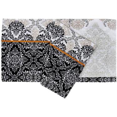 Imagem de Toalha de Mesa Quadrada Santista 140x140cm Royal, Preto e Cinza, Quadr