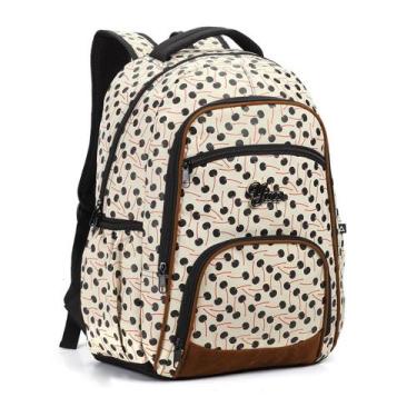 Imagem de Mochila Feminina Escola Passeio Juvenil Com Lancheira - Seanite, Bege