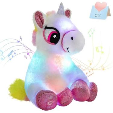 Imagem de Pelúcia Colorida Unicórnio LED Luz Musical Original Menina presentes p